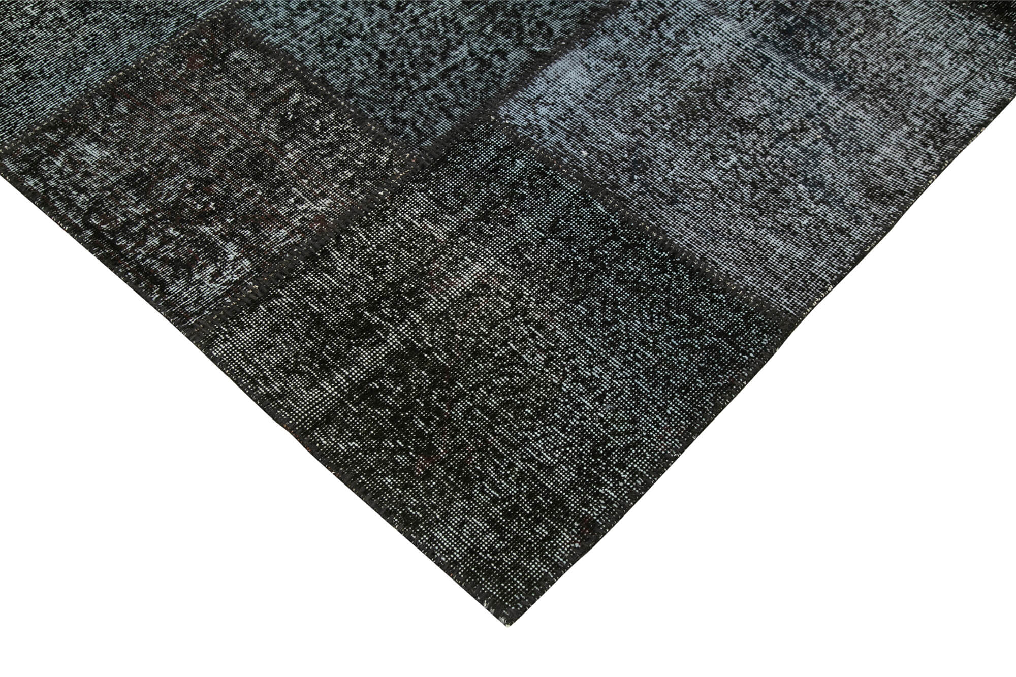 Handmade Patchwork Rug – Black Patchwork Carpet Cotton Wool Area Rug 8'4" x 11'7"