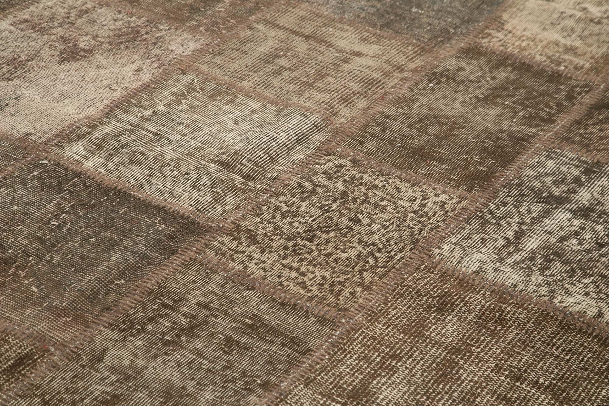 Handmade Patchwork Rug - Brown Cotton Wool Vintage Area Rug 8'4" x 11'6"