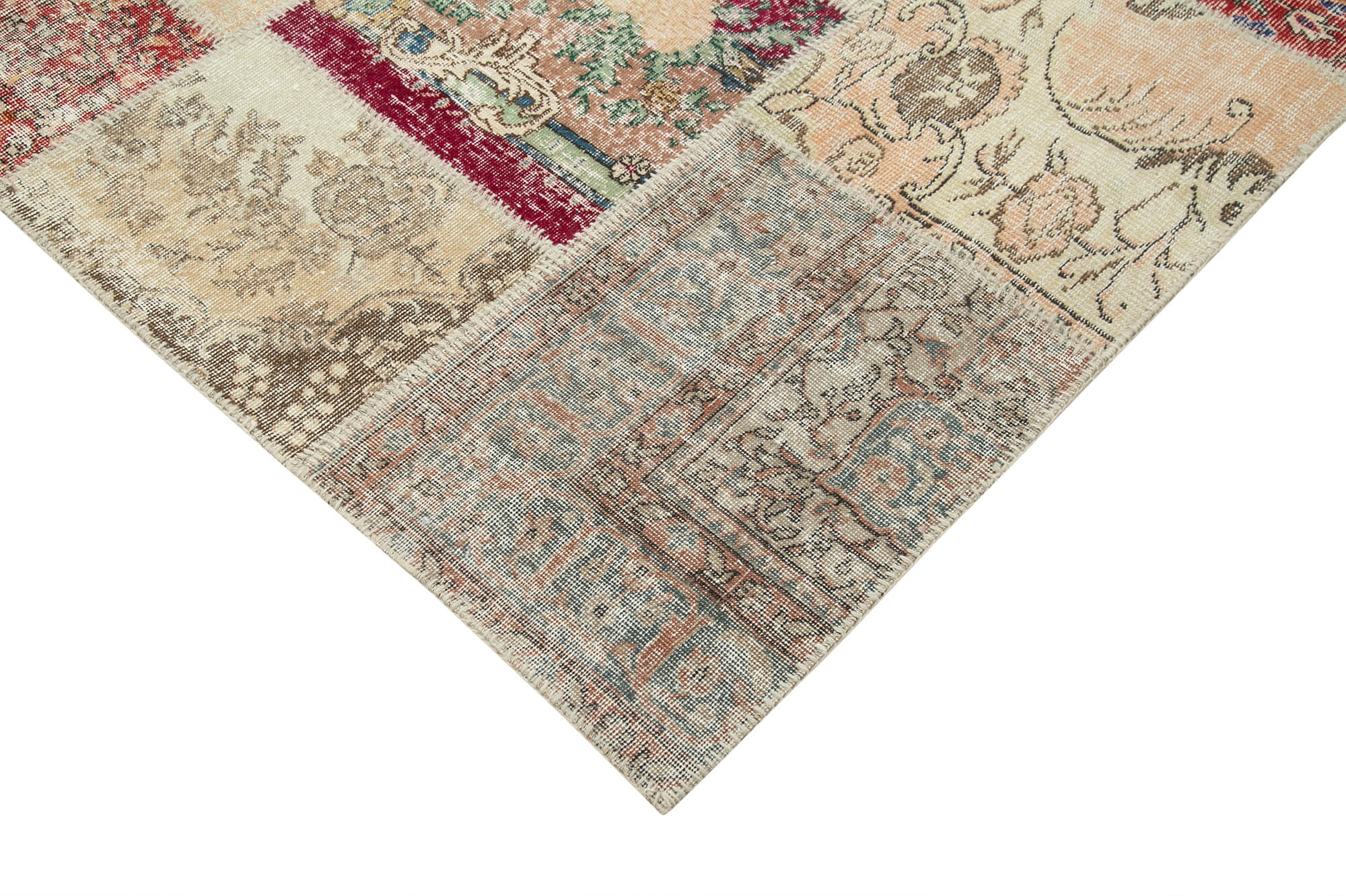 Handmade Patchwork Rug - Grey Patchwork Carpet Cotton Wool Area Rug 8'2''x11'7''