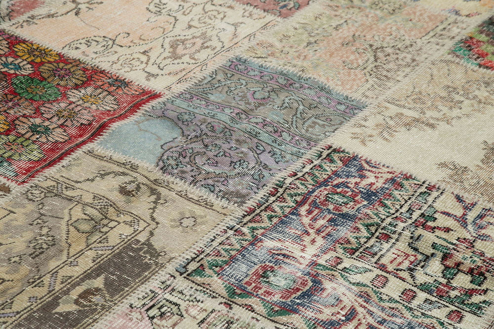Handmade Patchwork Rug - Grey Patchwork Carpet Cotton Wool Area Rug 8'2''x11'7''