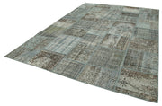 Handmade Patchwork Rug - Grey Cotton Wool Vintage Area Rug 8'2''x11'7''