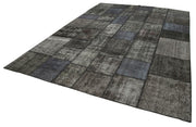 Handmade Patchwork Rug – Black Patchwork Carpet Cotton Wool Area Rug 8'4''x11'7''