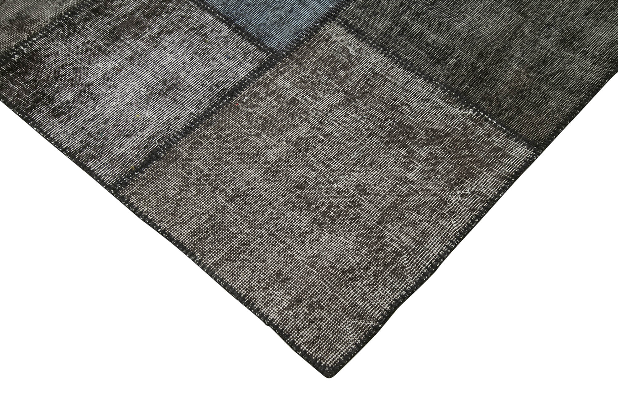 Handmade Patchwork Rug – Black Patchwork Carpet Cotton Wool Area Rug 8'4''x11'7''
