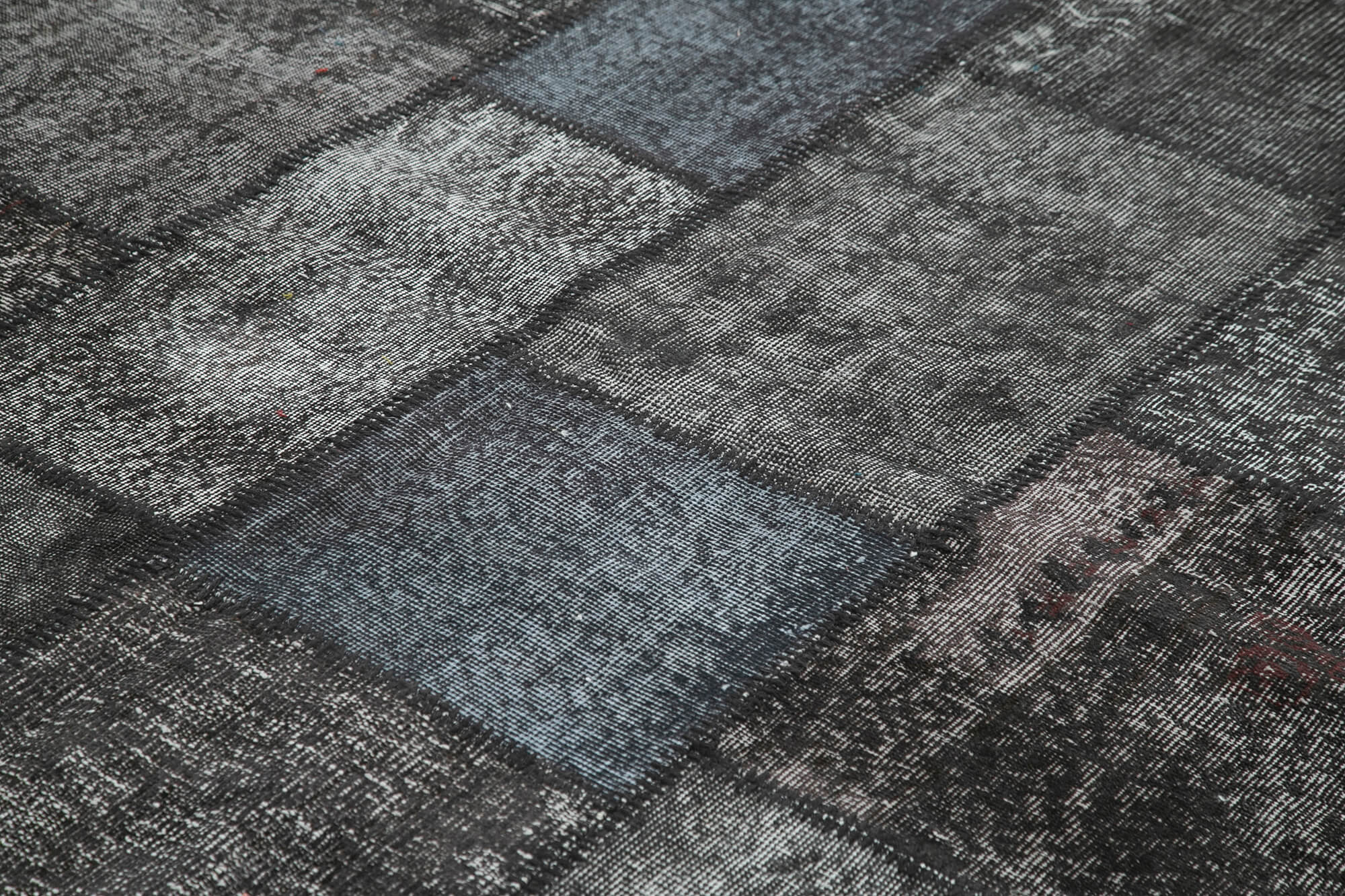 Handmade Patchwork Rug – Black Patchwork Carpet Cotton Wool Area Rug 8'4''x11'7''
