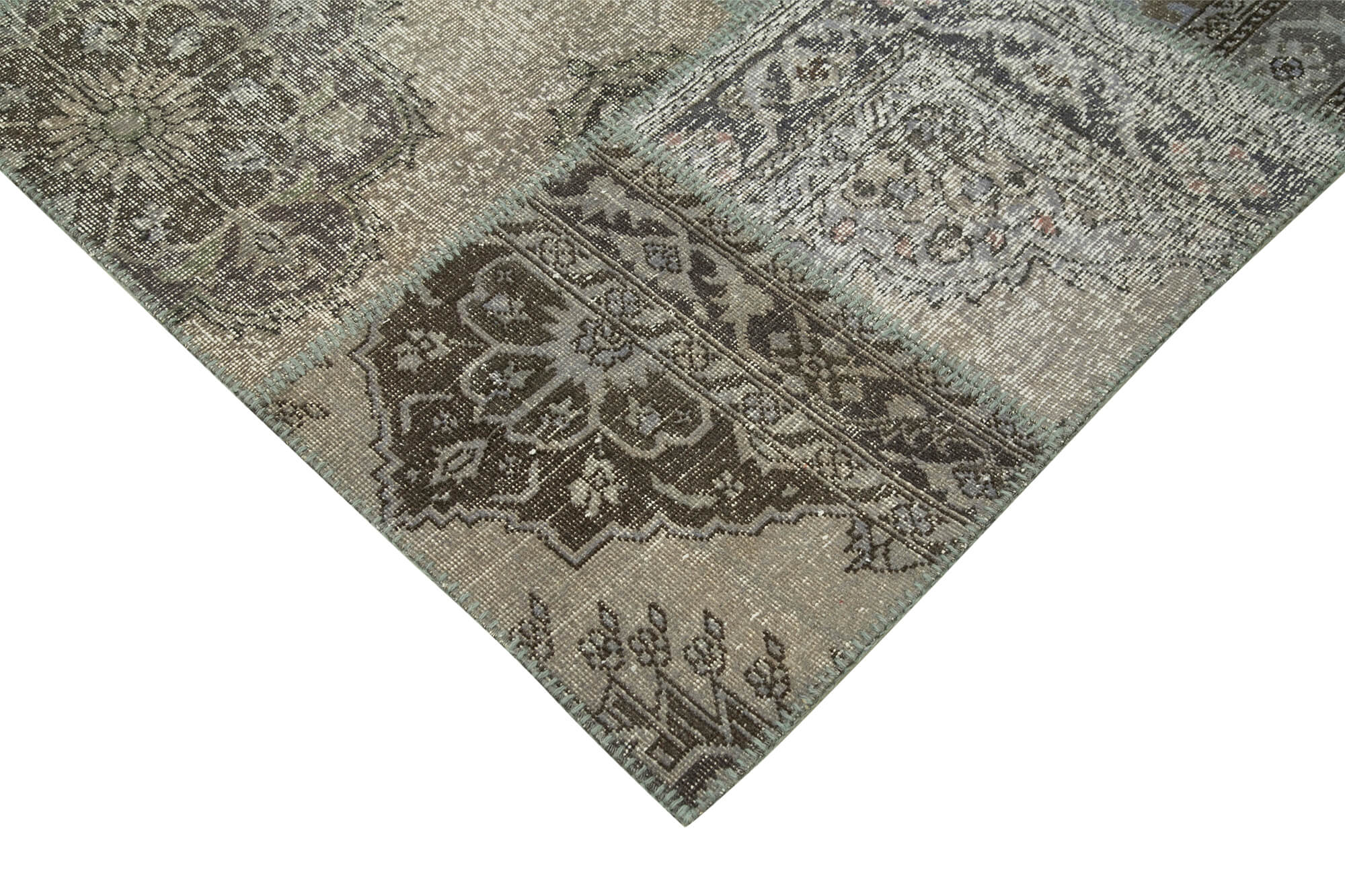 Handmade Patchwork Rug - Kirk Yama Grey Cotton Wool Carpet 8'3''x11'8''
