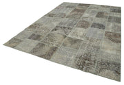 Handmade Patchwork Area Rug – Grey Patchwork Carpet Cotton Wool Rug 8'3''x11'9''
