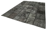 Handmade Patchwork Rug - Black Cotton Wool 8x11 Area Rug, Vintage Turkish Style