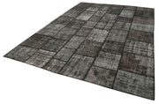 Handmade Patchwork Rug - Black Cotton Wool Area Rug 8'4'' x 11'7'' | Vintage Style
