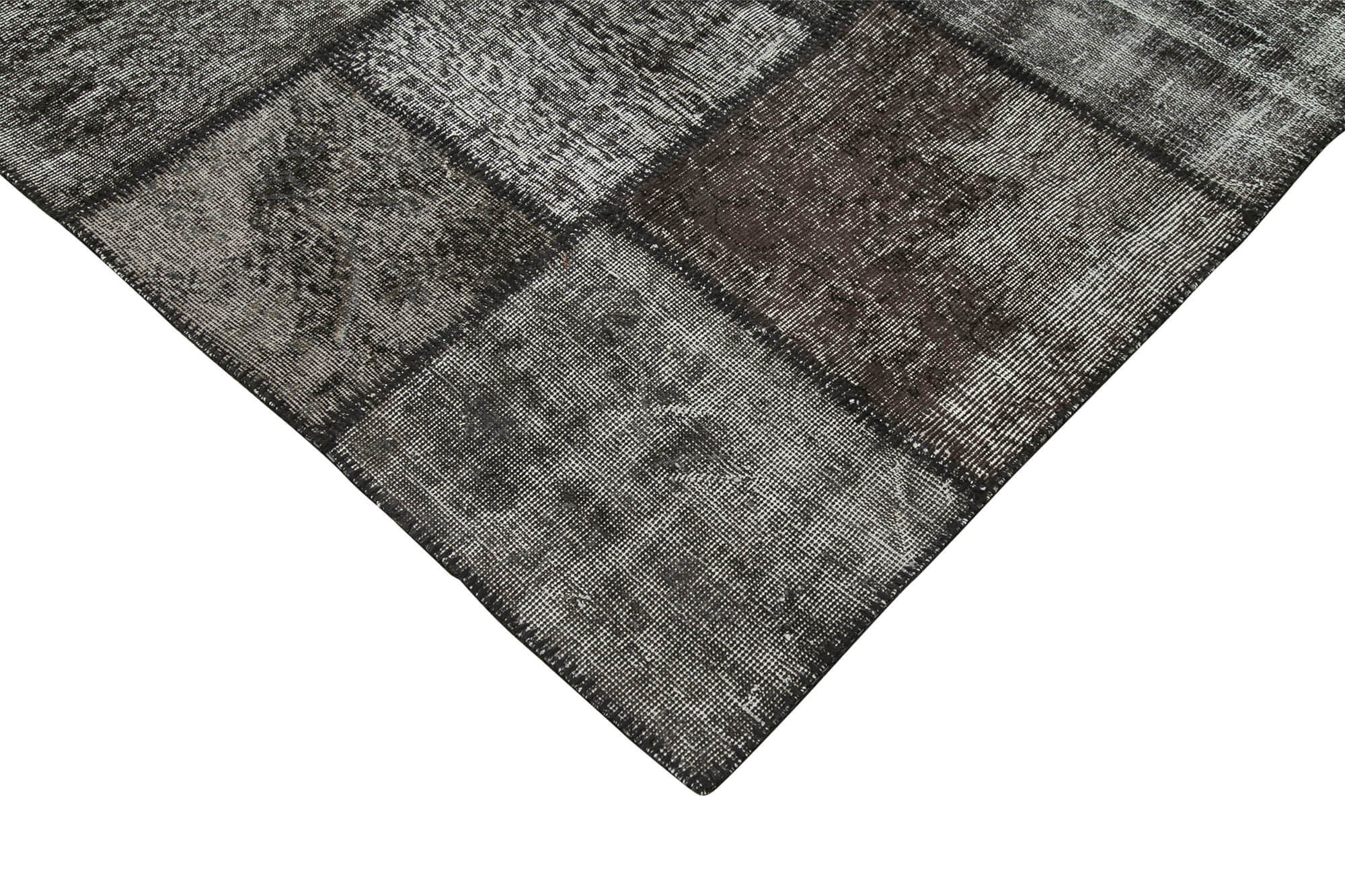 Handmade Patchwork Rug - Black Cotton Wool Area Rug 8'4'' x 11'7'' | Vintage Style
