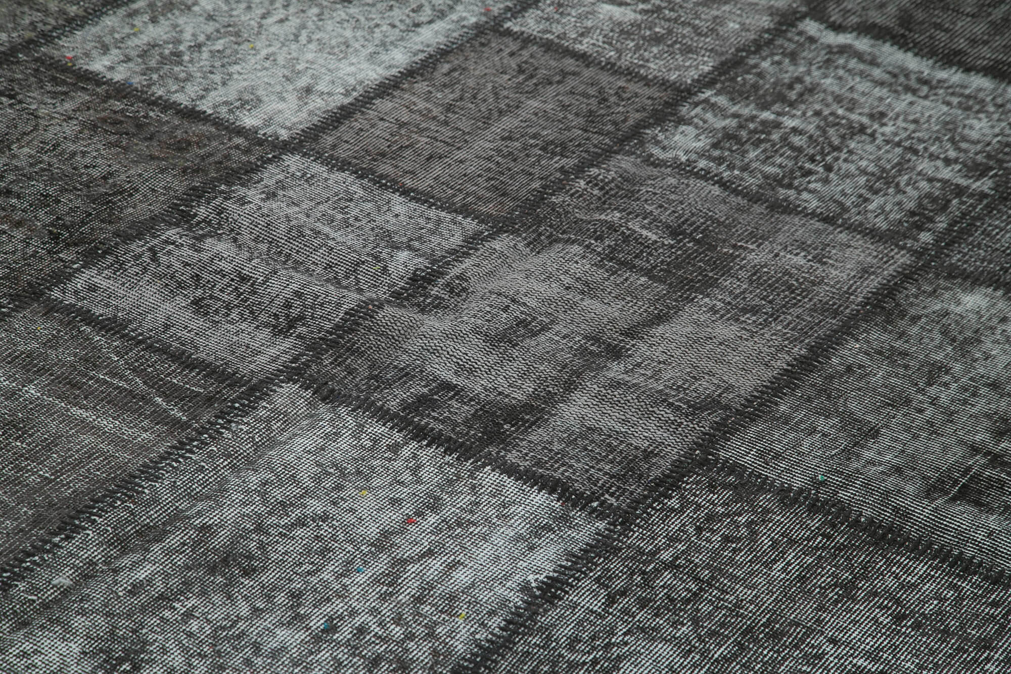 Handmade Patchwork Rug - Black Cotton Wool Area Rug 8'4'' x 11'7'' | Vintage Style