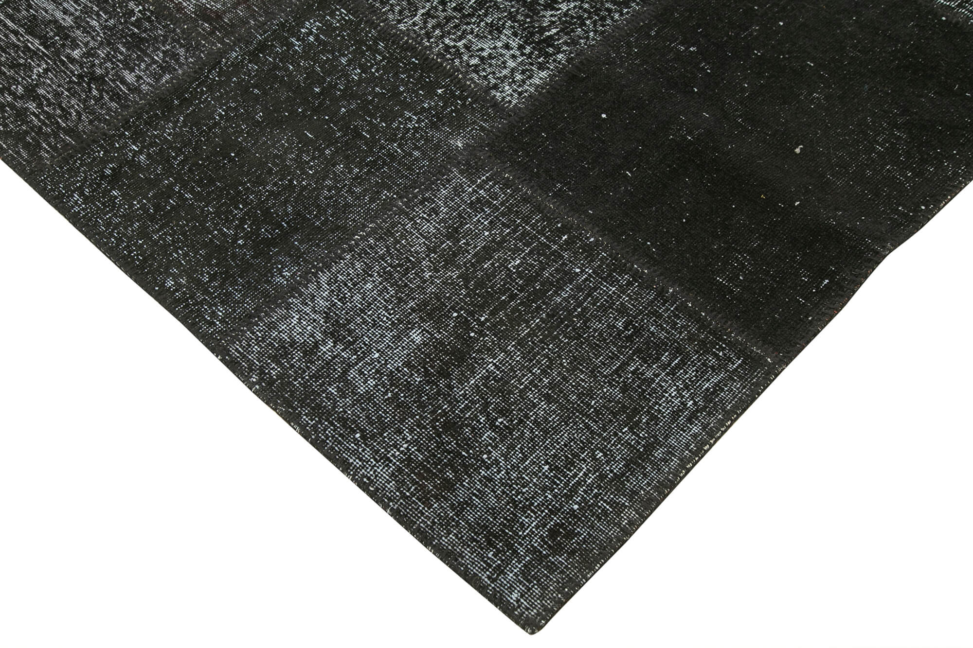 Handmade Patchwork Rug - Black Cotton Wool Vintage Area Carpet 8'4'' x 11'7''
