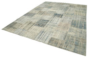 Handmade Patchwork Area Rug - Blue Cotton Wool Rug, Vintage Turkish Carpet 8'6''x11'8''
