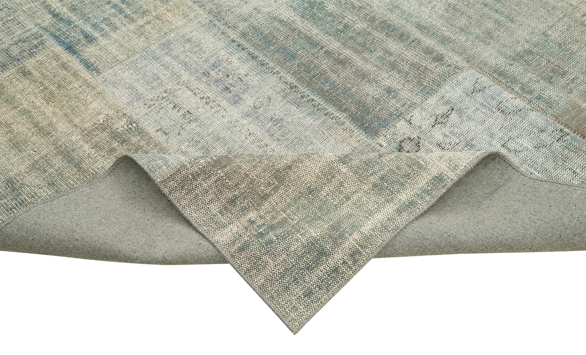 Handmade Patchwork Area Rug - Blue Cotton Wool Rug, Vintage Turkish Carpet 8'6''x11'8''