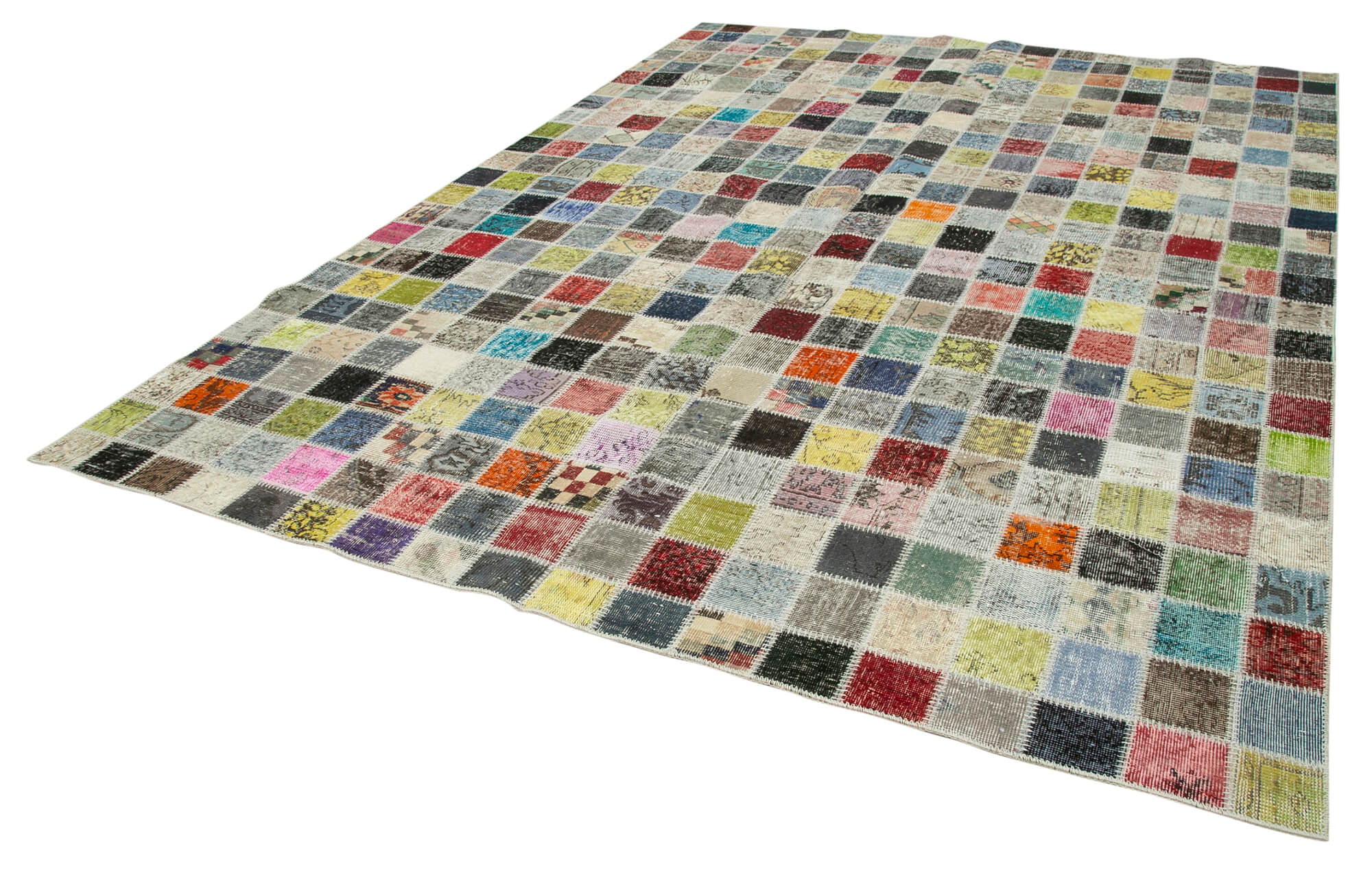 Handmade Patchwork Rug – Kirk Yama Grey Cotton Wool Area Rug 8'5''x11'6''