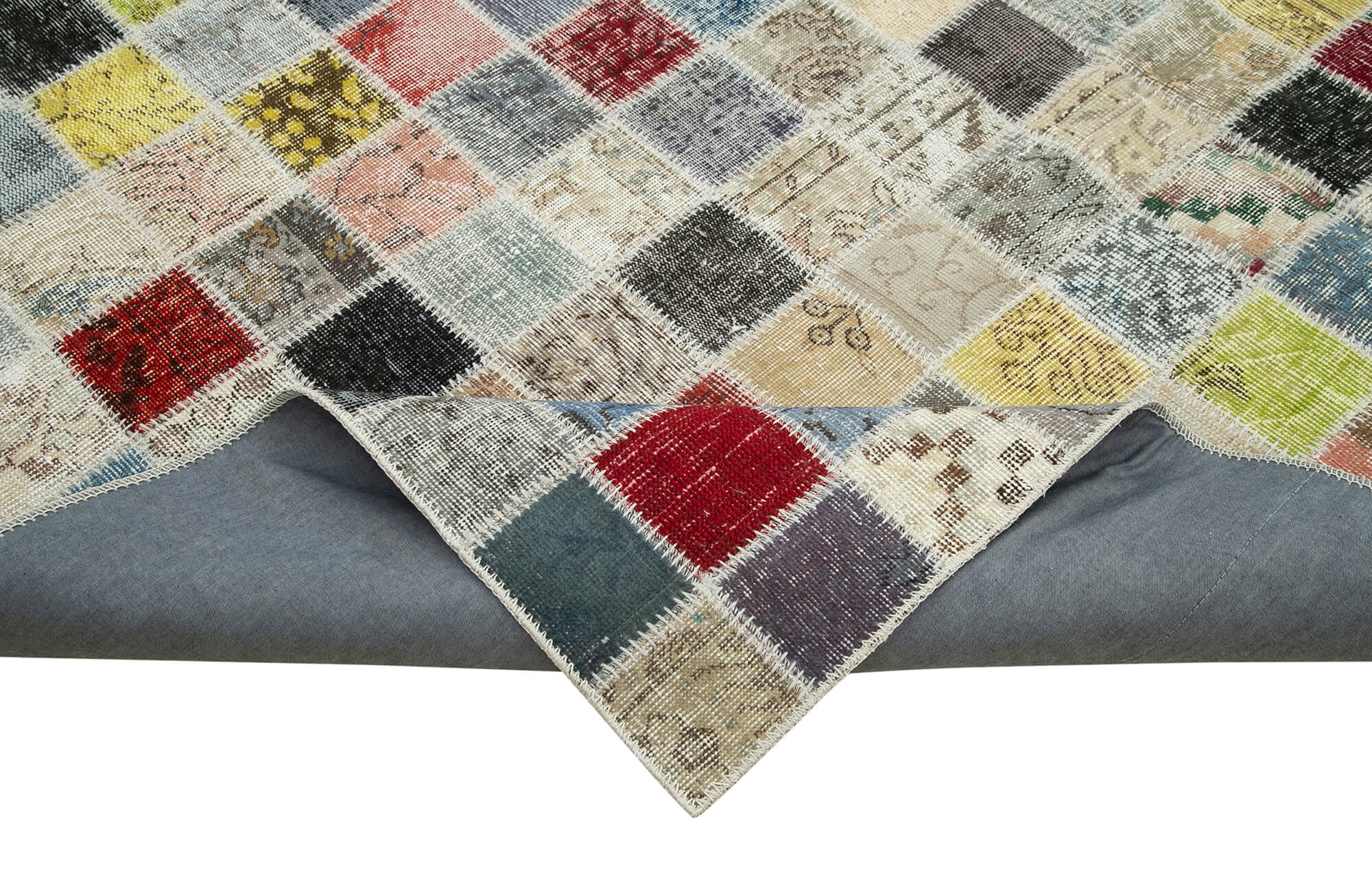Handmade Patchwork Rug – Kirk Yama Grey Cotton Wool Area Rug 8'5''x11'6''