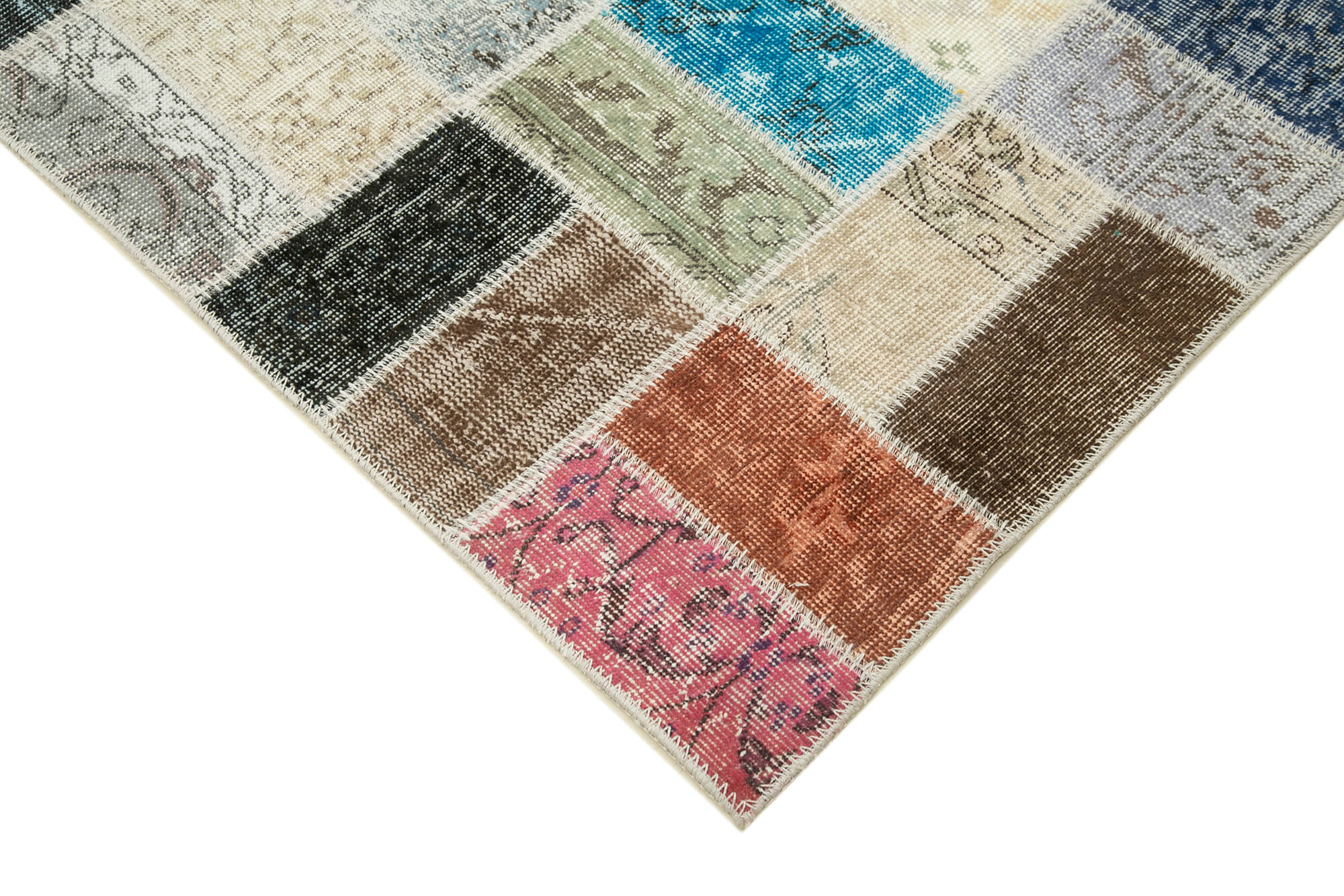 Handmade Patchwork Rug – Kirk Yama Grey Cotton Wool Vintage Area Rug 8'8''x11'6''