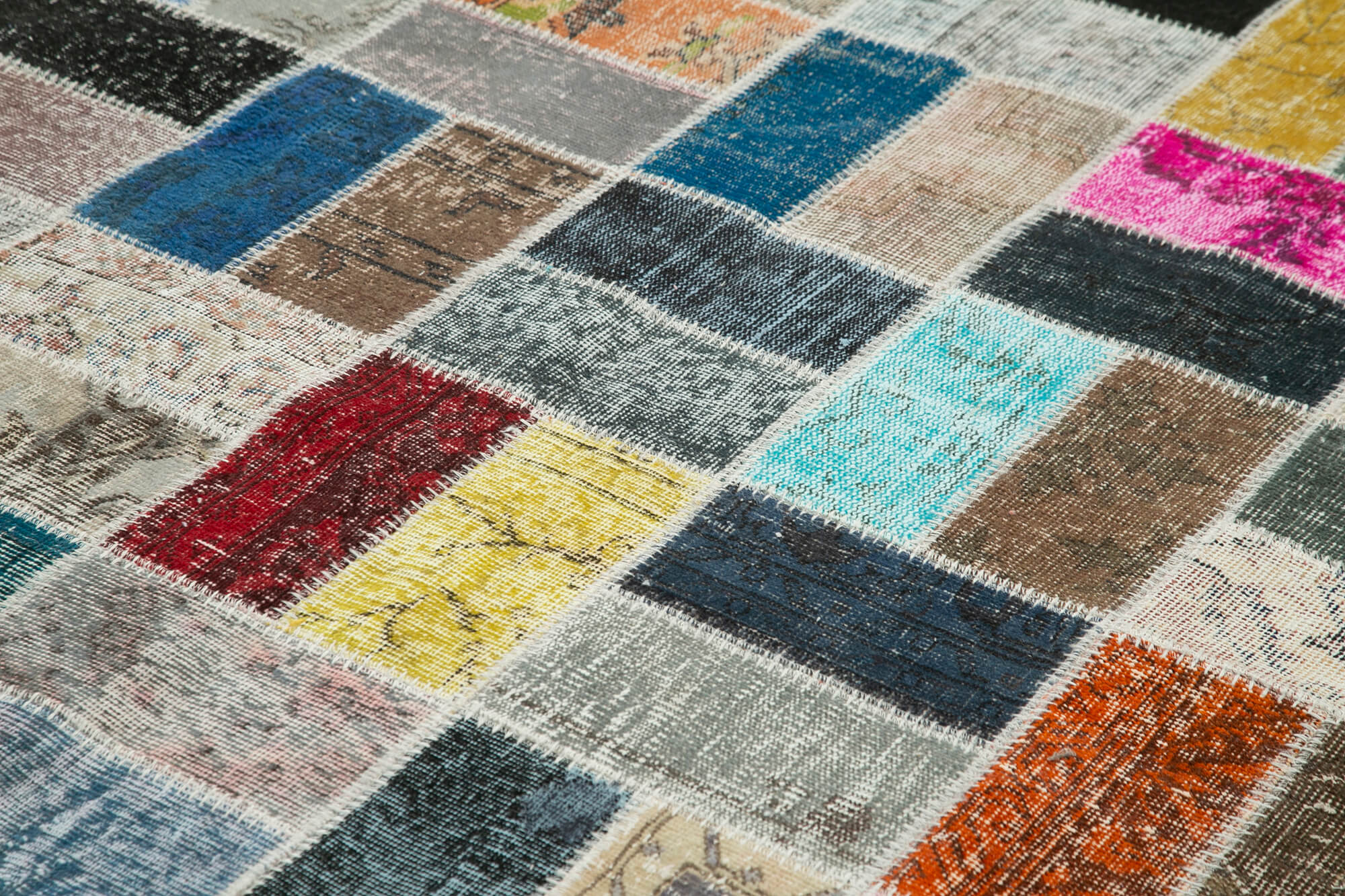 Handmade Patchwork Rug – Kirk Yama Grey Cotton Wool Vintage Area Rug 8'8''x11'6''