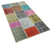 Handmade Patchwork Rug - Kirk Yama 3'1''x5'4'' Cotton Wool Vintage Area Rug