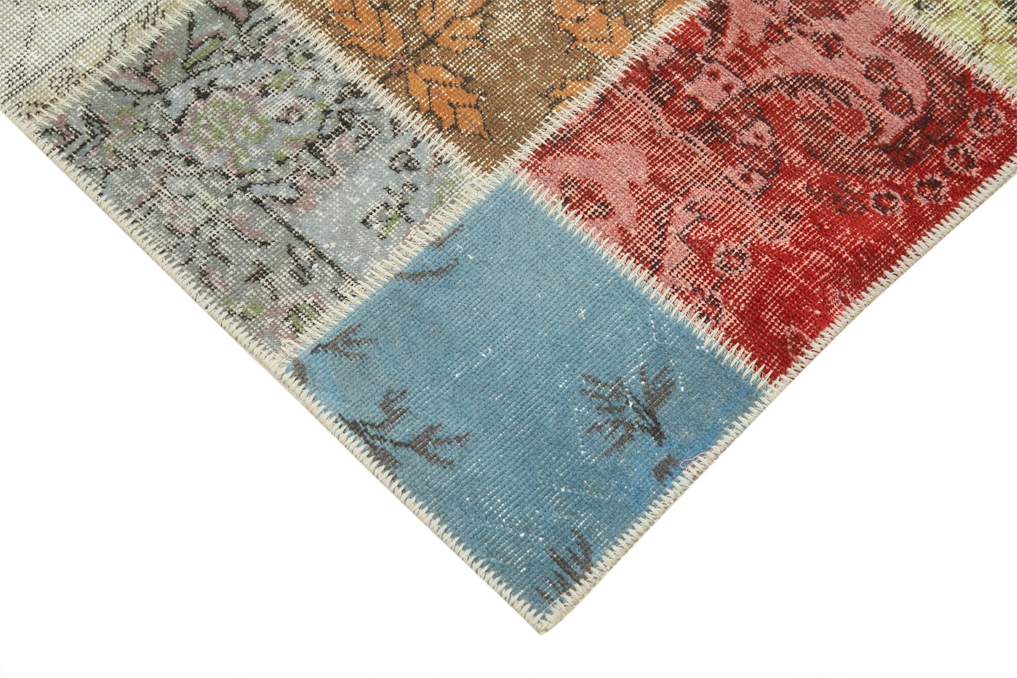 Handmade Patchwork Rug - Kirk Yama 3'1''x5'4'' Cotton Wool Vintage Area Rug