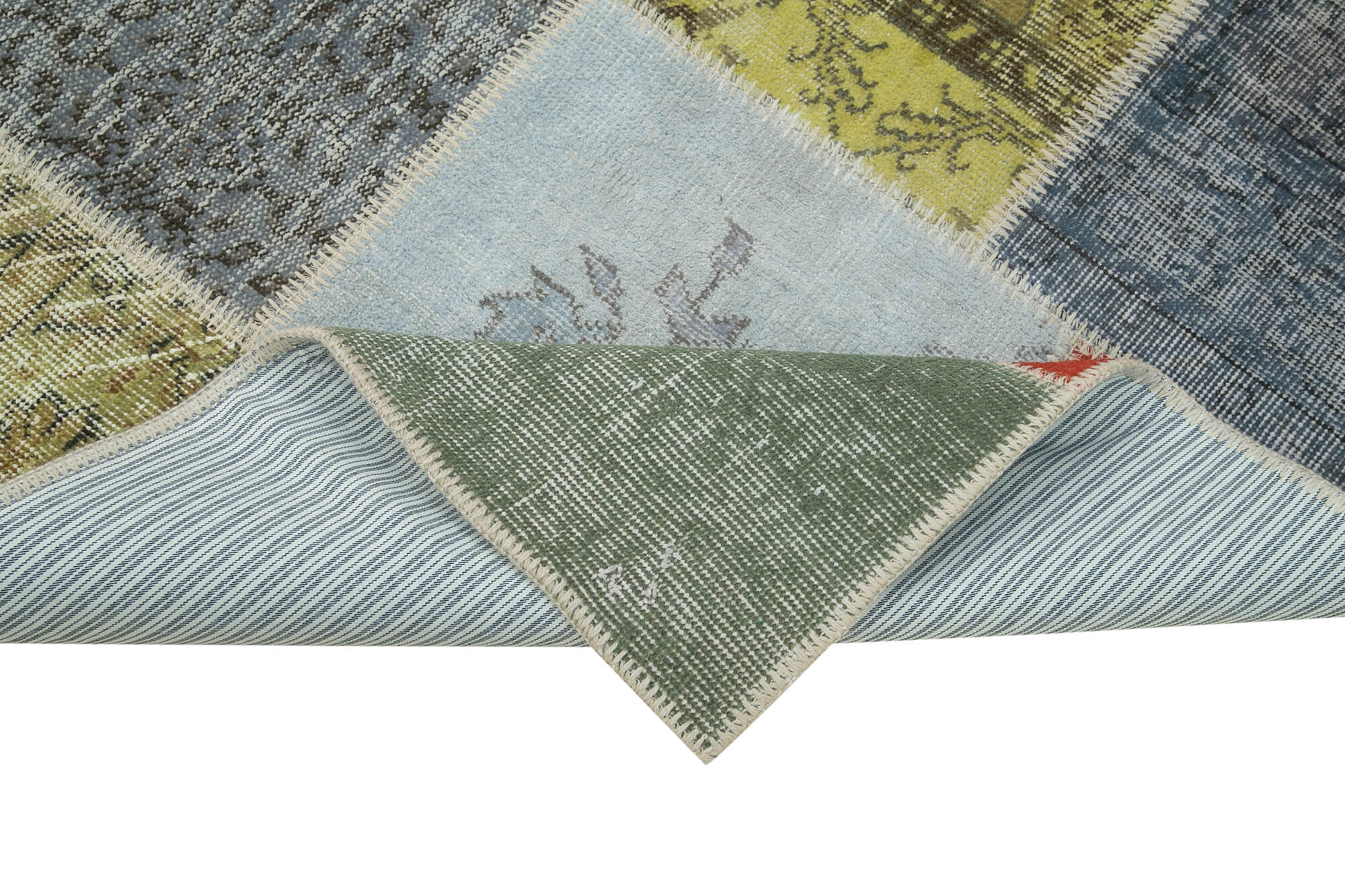 Handmade Patchwork Rug - Kirk Yama 3'1''x5'4'' Cotton Wool Vintage Area Rug