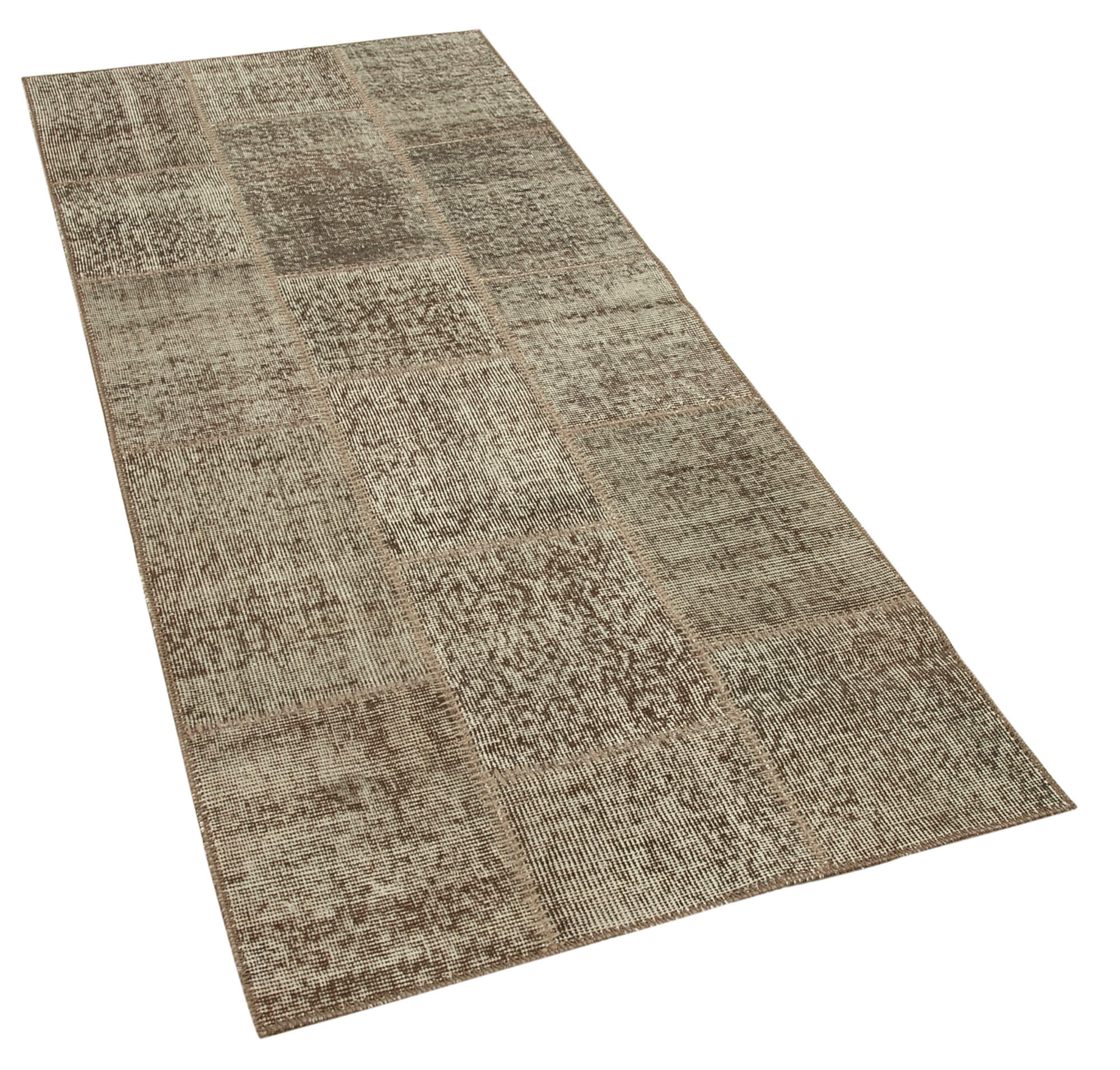 Handmade Area Rug - Kirk Yama Patchwork Cotton Wool Vintage Turkish Carpet 2'10''x6'9''