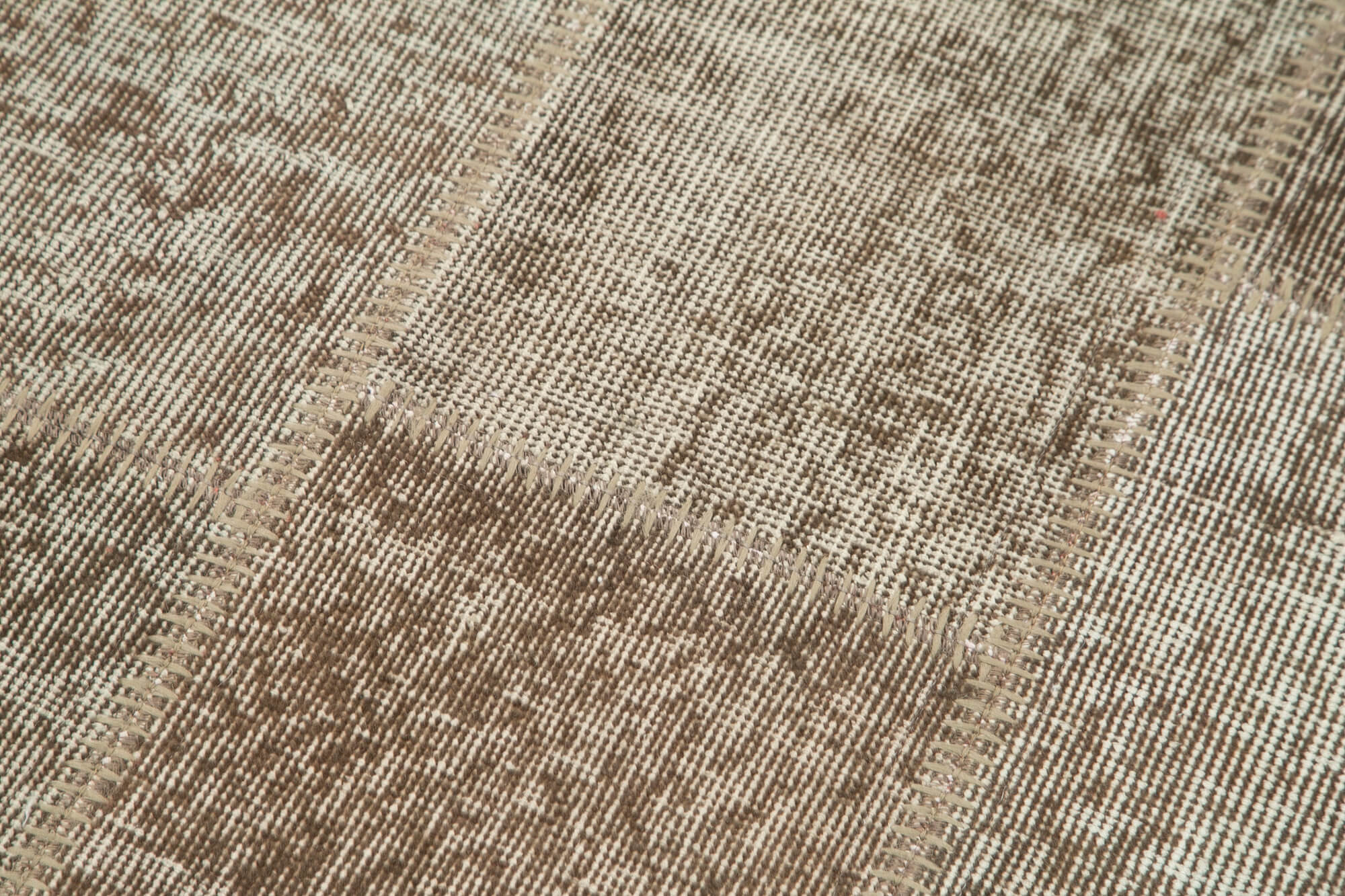 Kirk Yama Brown Patchwork Cotton Wool Handmade Area Rug 2'9'' x 7'7''