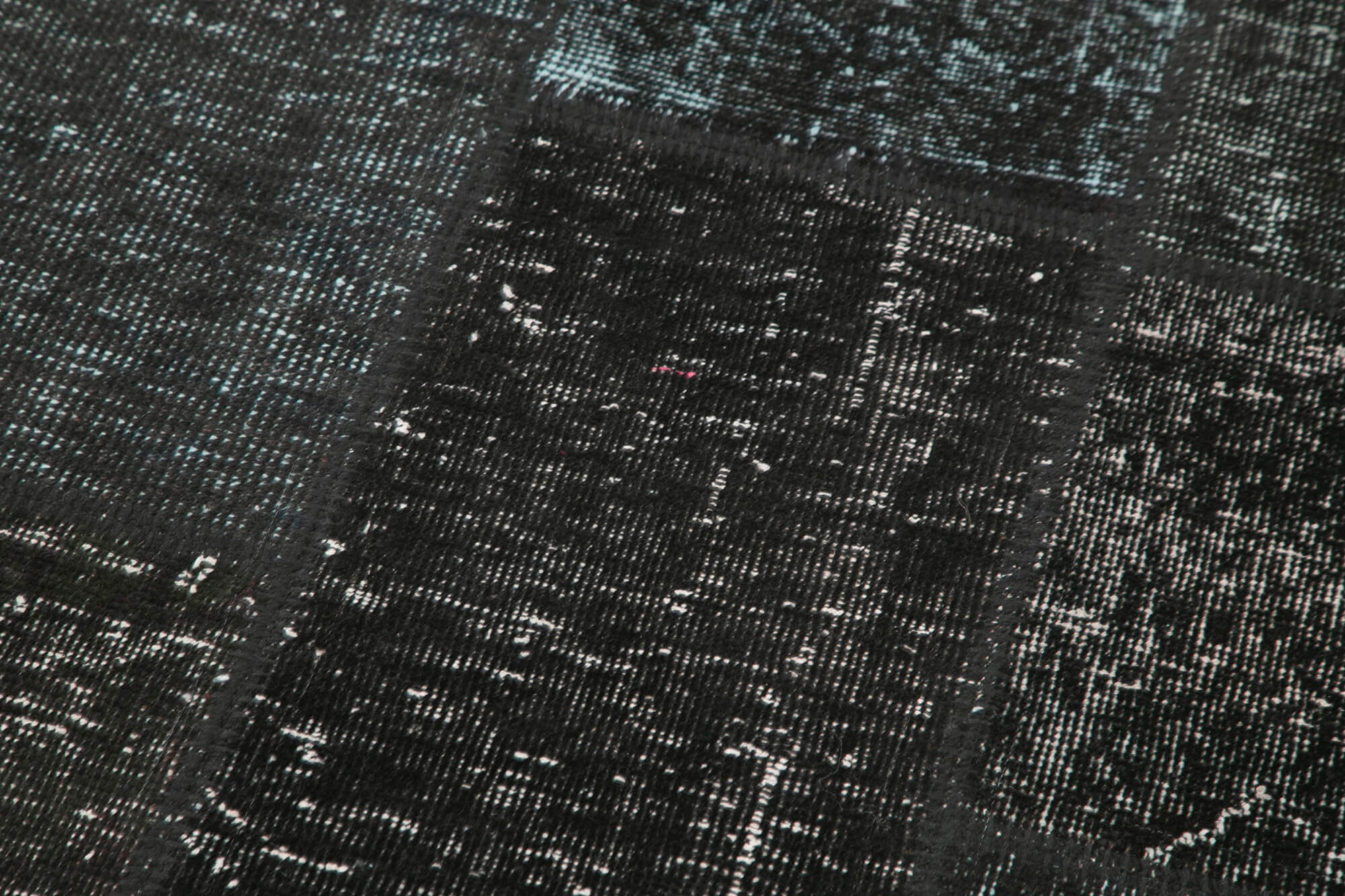 Handmade Patchwork Rug - Black Patchwork Carpet 2'9'' x 9'10'' Cotton Wool Rug