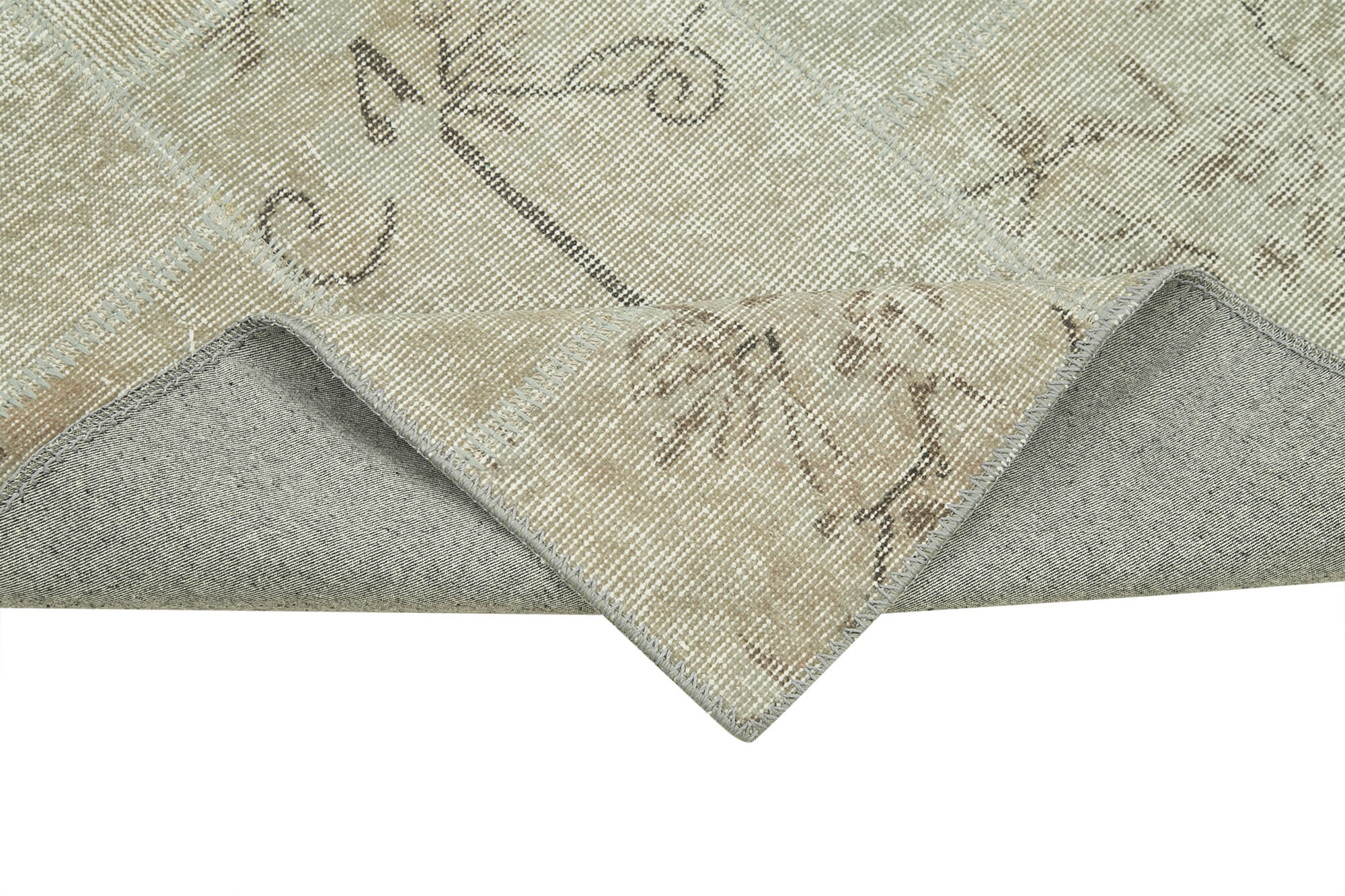 Handmade Patchwork Rug – Kirk Yama Beige Cotton Wool Area Rug 2'10''x9'11''