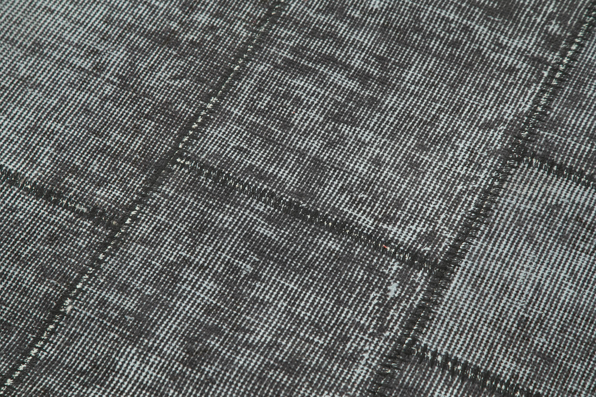 Handmade Area Rug - Kirk Yama Black Patchwork Cotton Wool Carpet 2'9''x8'0''