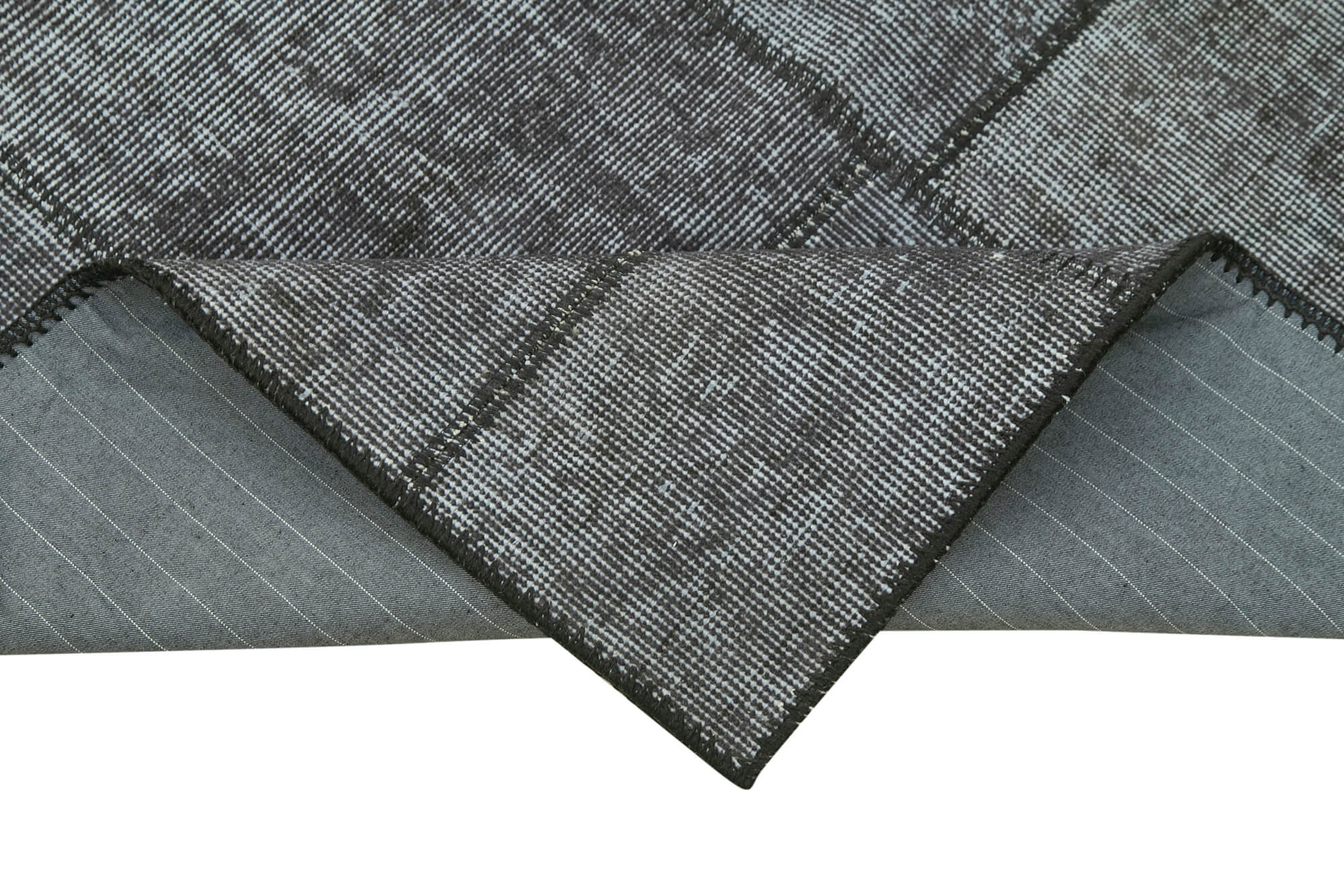 Handmade Area Rug - Kirk Yama Black Patchwork Cotton Wool Carpet 2'9''x8'0''