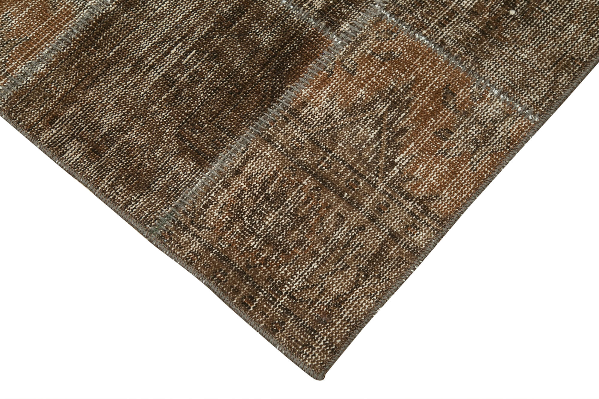 Handmade Patchwork Rug – Brown Patchwork Carpet Cotton Wool Rug 2'9''x9'3''