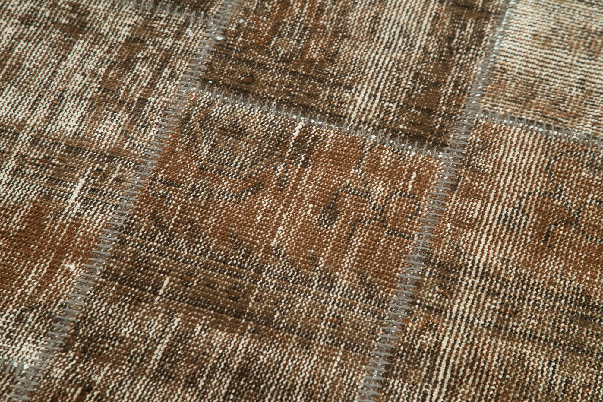 Handmade Patchwork Rug – Brown Patchwork Carpet Cotton Wool Rug 2'9''x9'3''