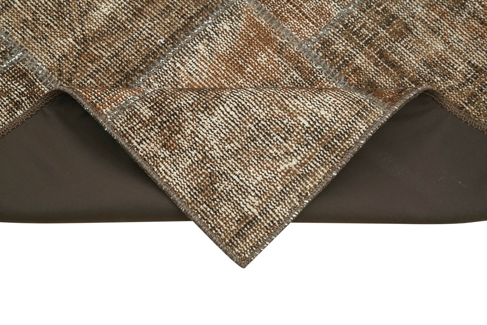 Handmade Patchwork Rug – Brown Patchwork Carpet Cotton Wool Rug 2'9''x9'3''