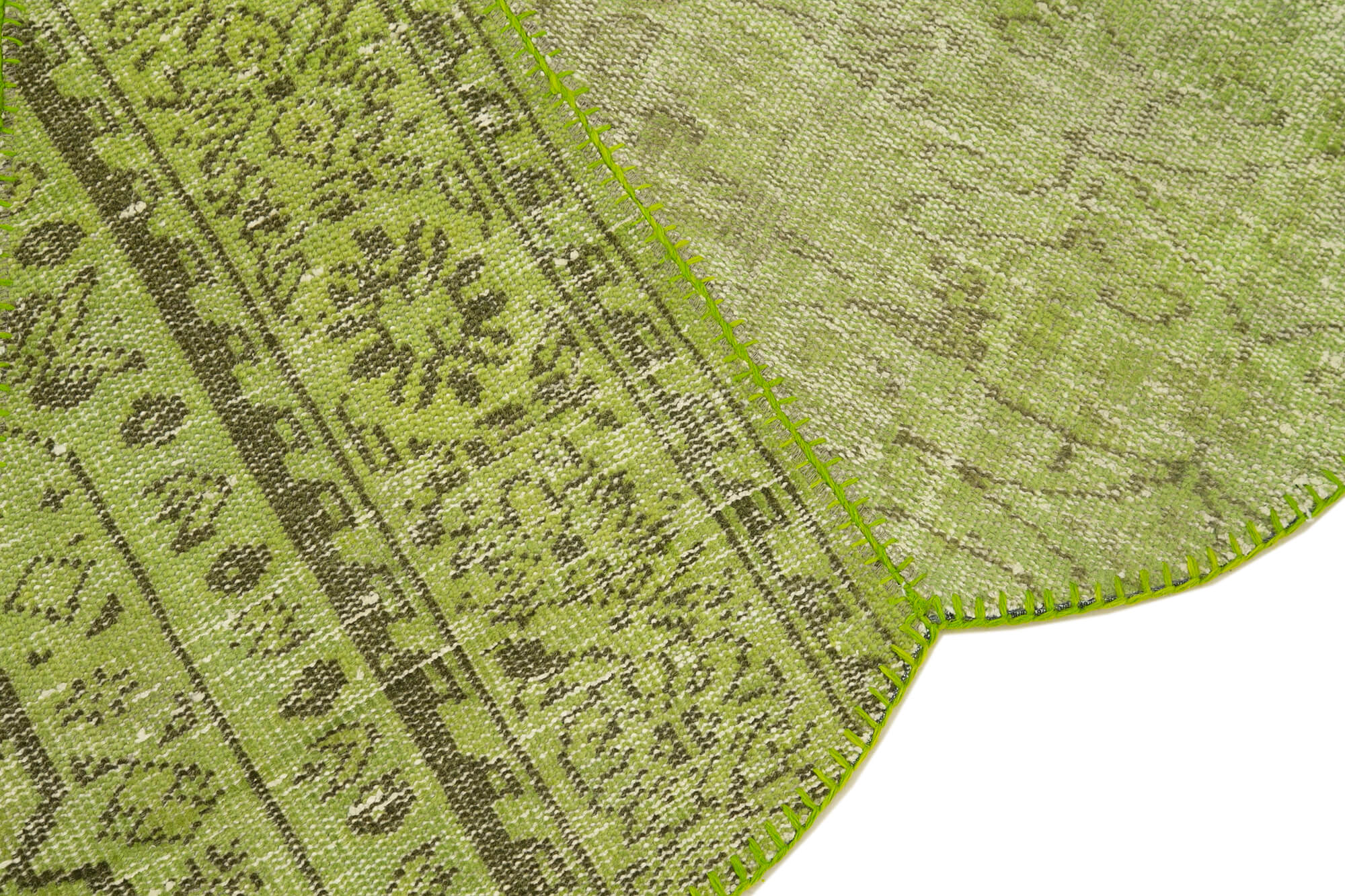 Handmade Area Rug – Kirk Yama Green Patchwork Cotton Wool Rug 6'7'' x 6'7''