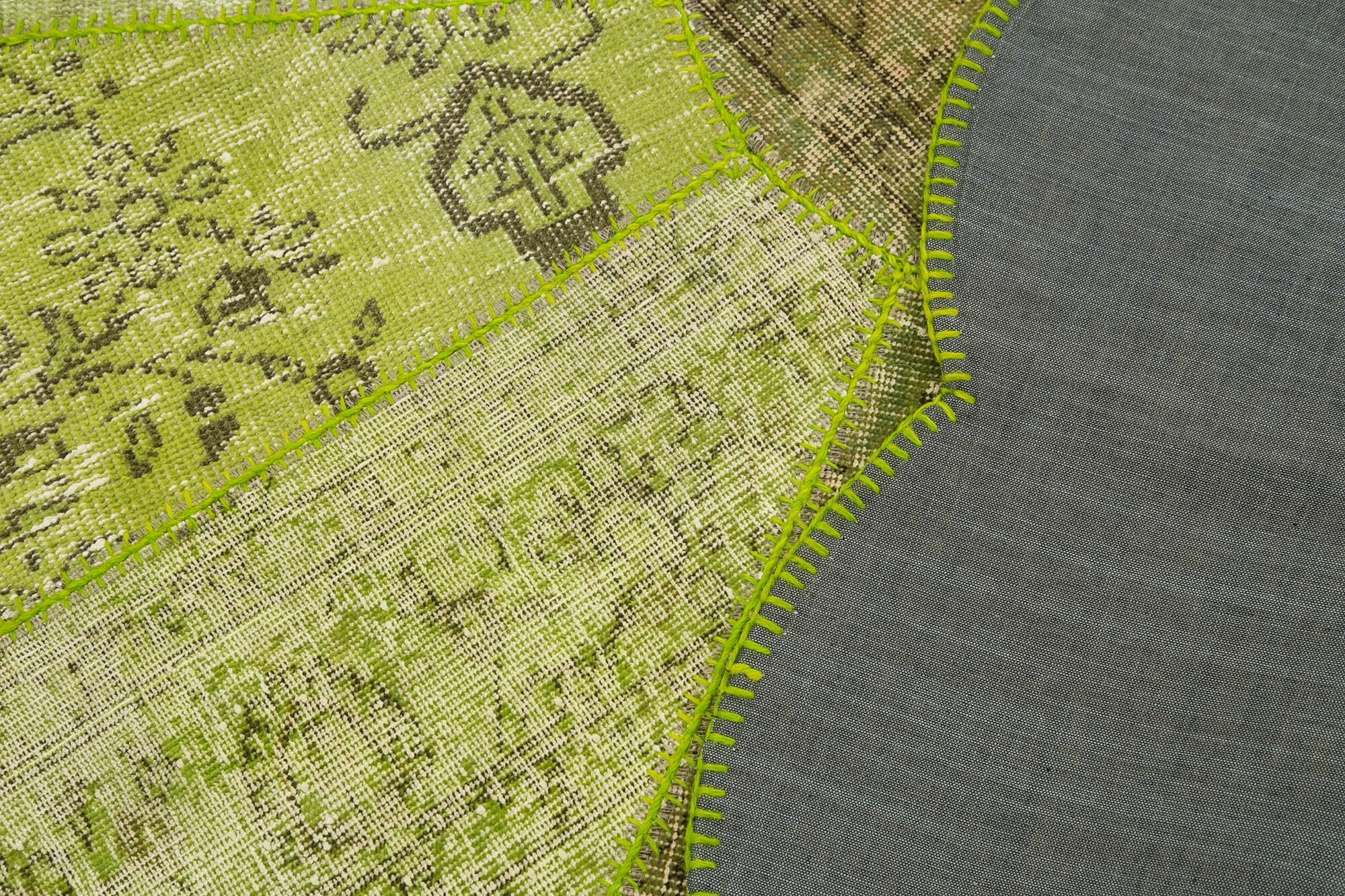 Handmade Area Rug – Kirk Yama Green Patchwork Cotton Wool Rug 6'7'' x 6'7''