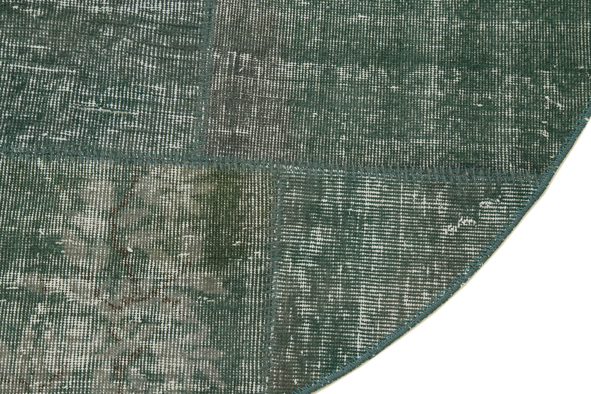 Handmade Patchwork Rug - Green Area Rug, Durable Wool & Soft Cotton Carpet 5'2"x5'2"