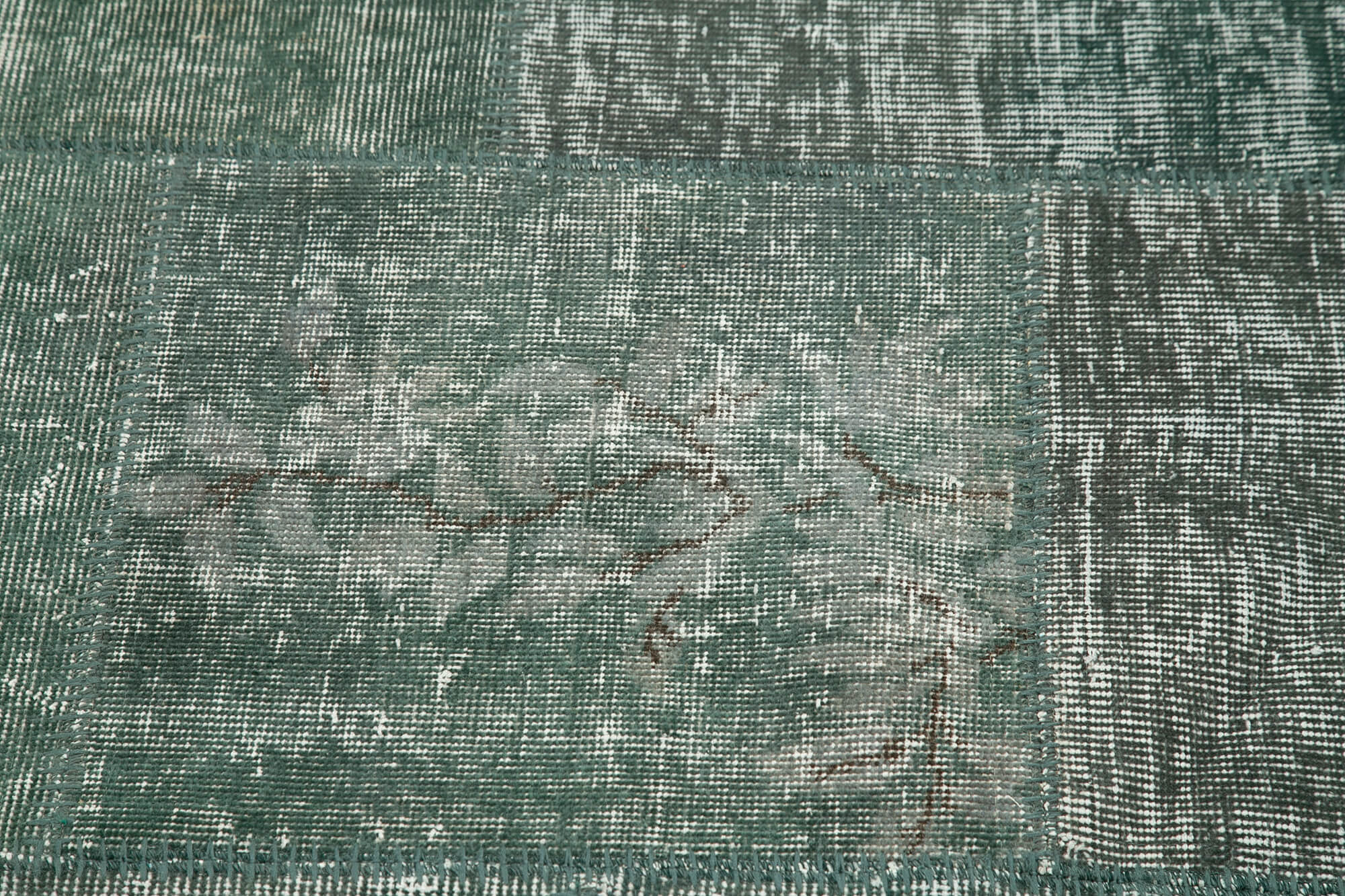 Handmade Patchwork Rug - Green Area Rug, Durable Wool & Soft Cotton Carpet 5'2"x5'2"