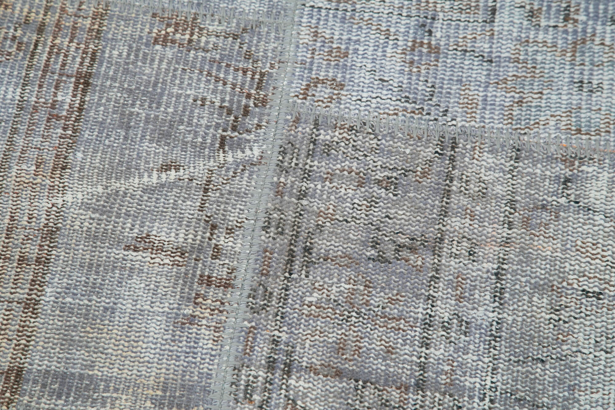 Handmade Area Rug | Kirk Yama Round Grey Patchwork Cotton Wool Carpet 3'9" x 3'9"