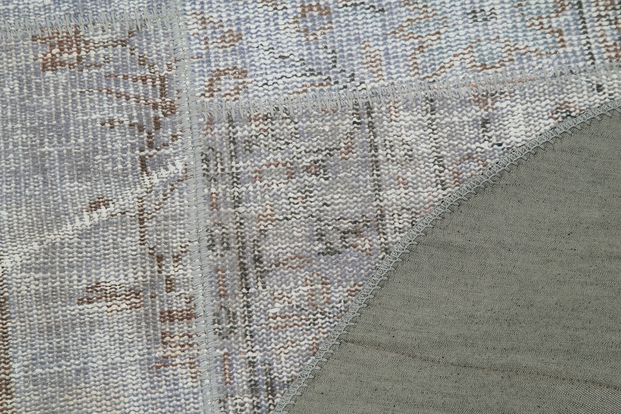 Handmade Area Rug | Kirk Yama Round Grey Patchwork Cotton Wool Carpet 3'9" x 3'9"