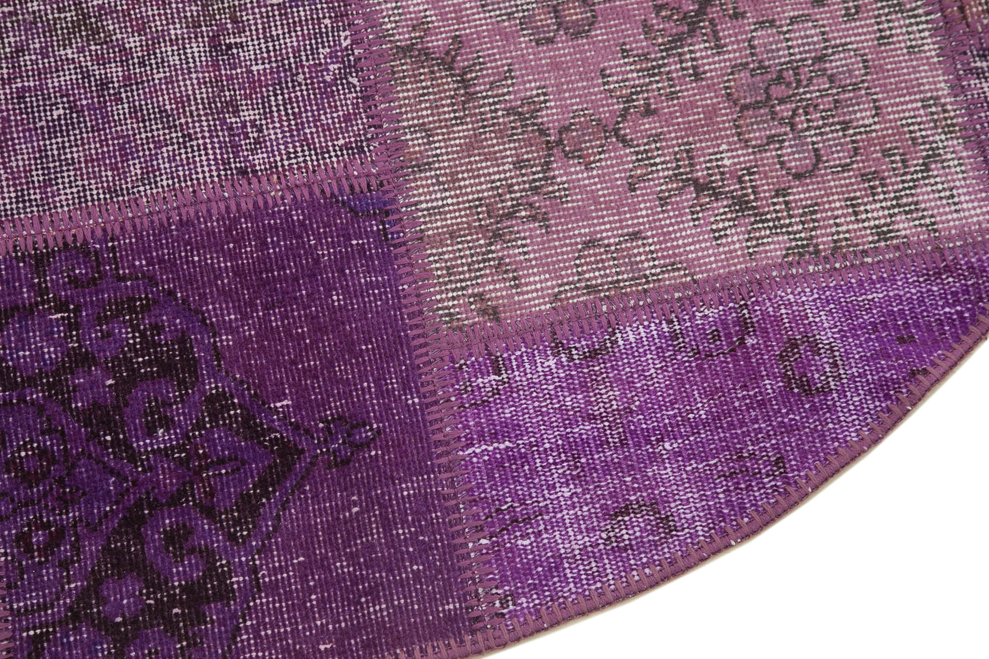 Kirk Yama Purple Patchwork Cotton Wool Handmade Area Rug 4'9'' x 4'9''