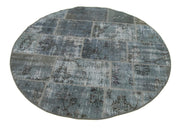 Handmade Patchwork Rug - Grey Area Rug 4x4 Foot Cotton Wool Carpet