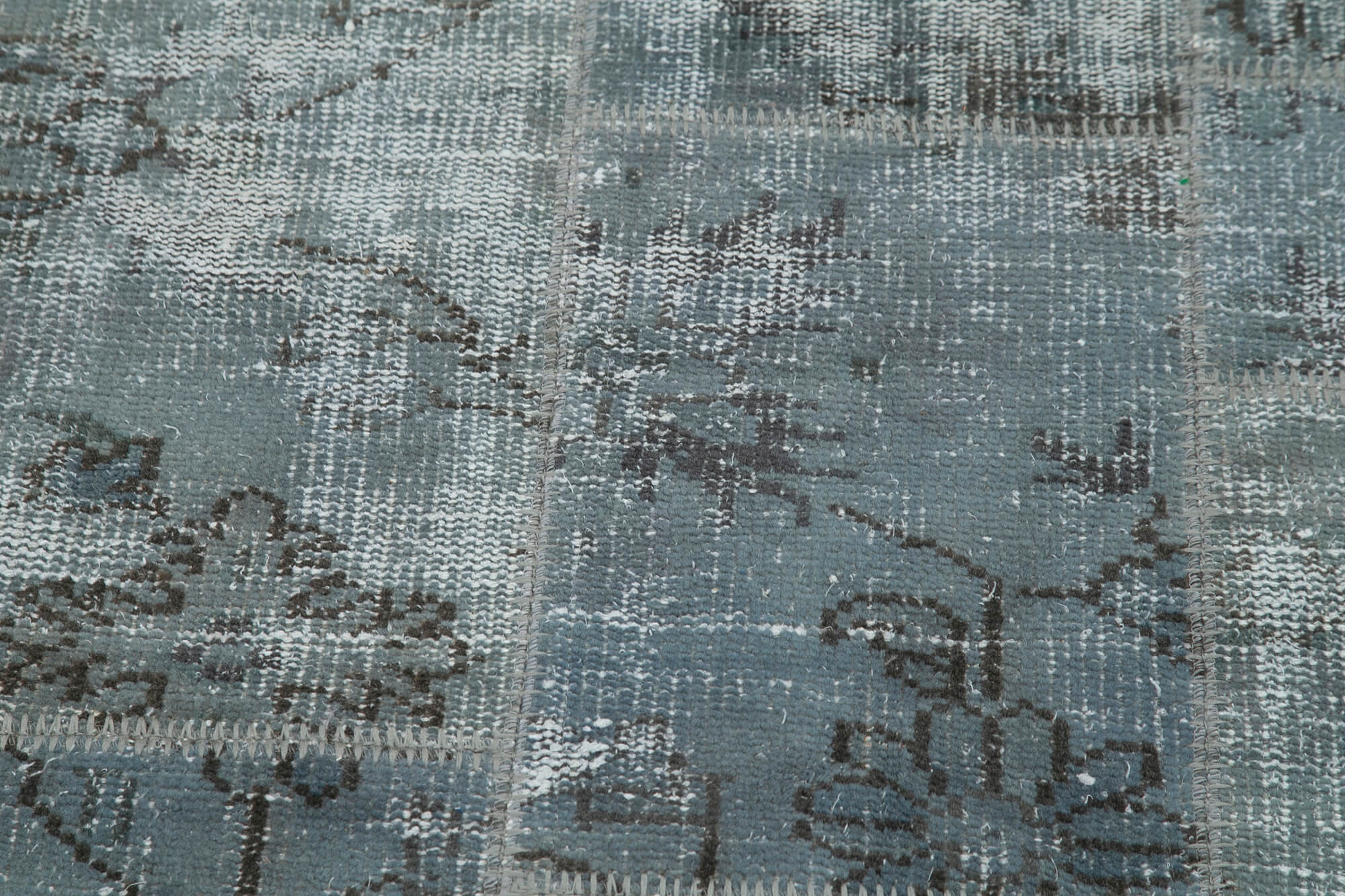 Handmade Patchwork Rug - Grey Area Rug 4x4 Foot Cotton Wool Carpet