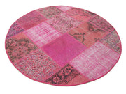 Handmade Patchwork Rug - Kirk Yama Pink Cotton Wool Vintage Area Rug 4'10" x 4'10"