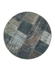 Handmade Area Rug - Grey Patchwork Cotton Wool Vintage Carpet 5'1'' x 5'1''