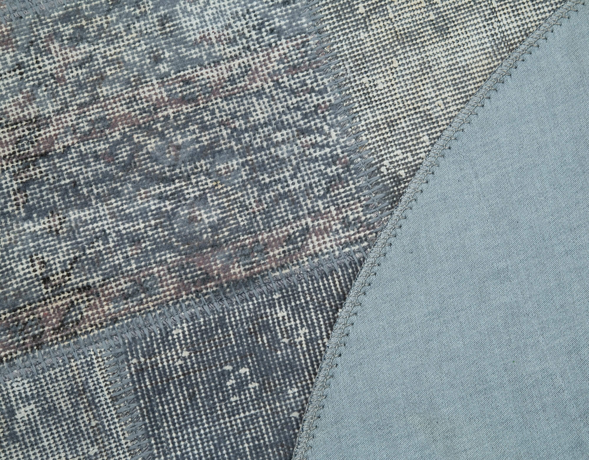 Handmade Area Rug - Blue Patchwork Round Cotton Wool Turkish Carpet 4'6" x 4'6"