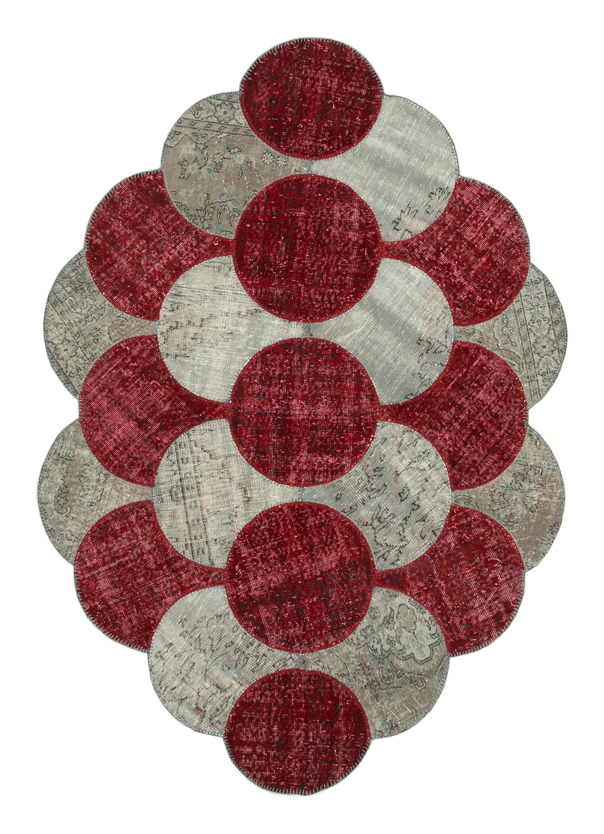Kirk Yama Grey Patchwork Cotton Wool Handmade Area Rug 5'7'' x 8'8''