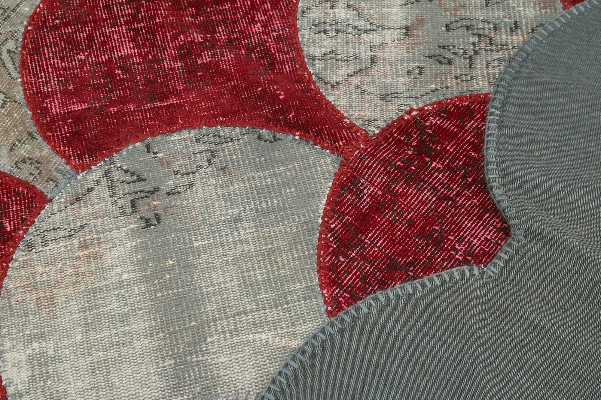 Kirk Yama Grey Patchwork Cotton Wool Handmade Area Rug 5'7'' x 8'8''