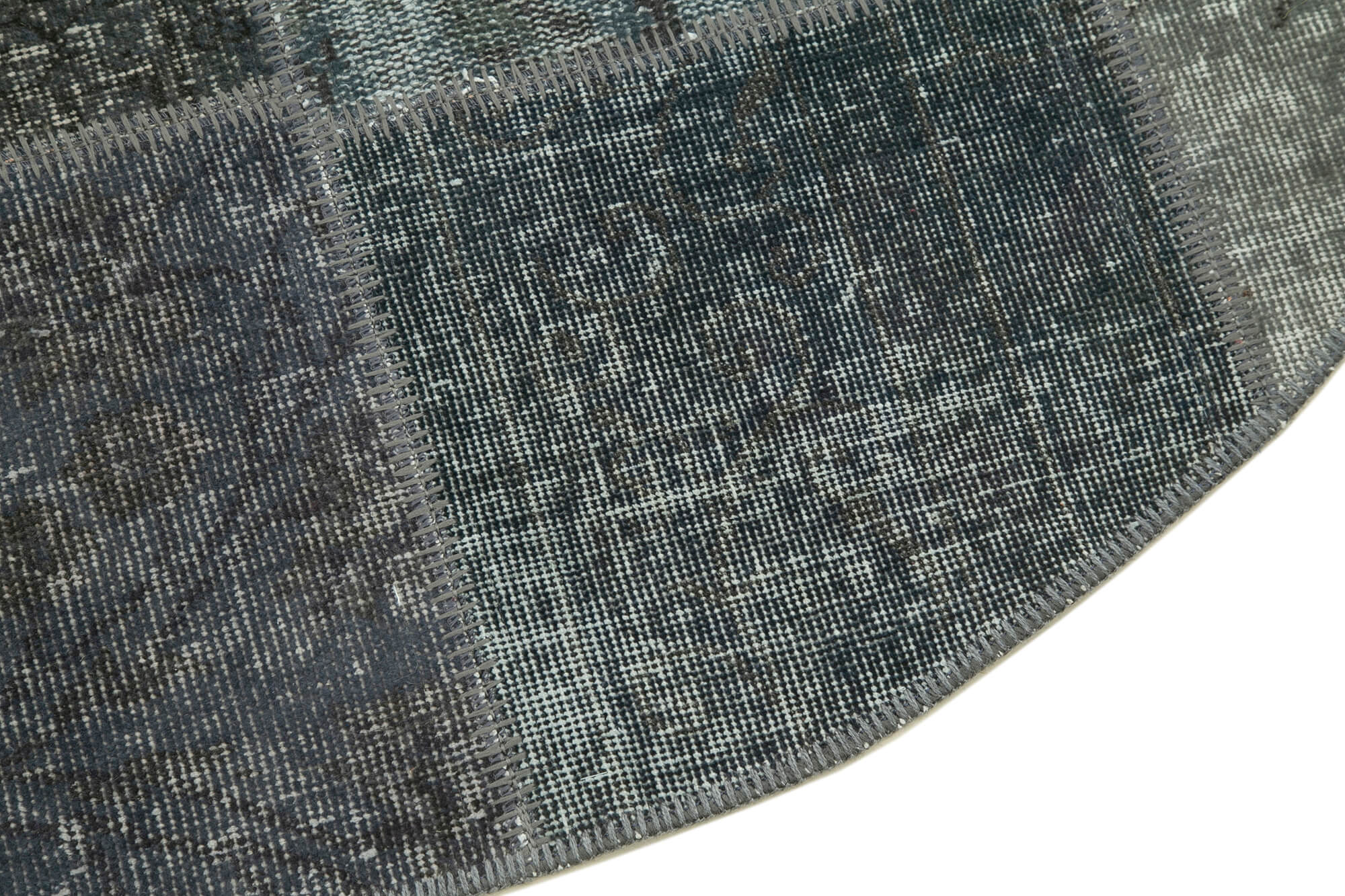 Handmade Area Rug – Grey Patchwork Wool Cotton Carpet | Vintage Turkish Hand Knotted