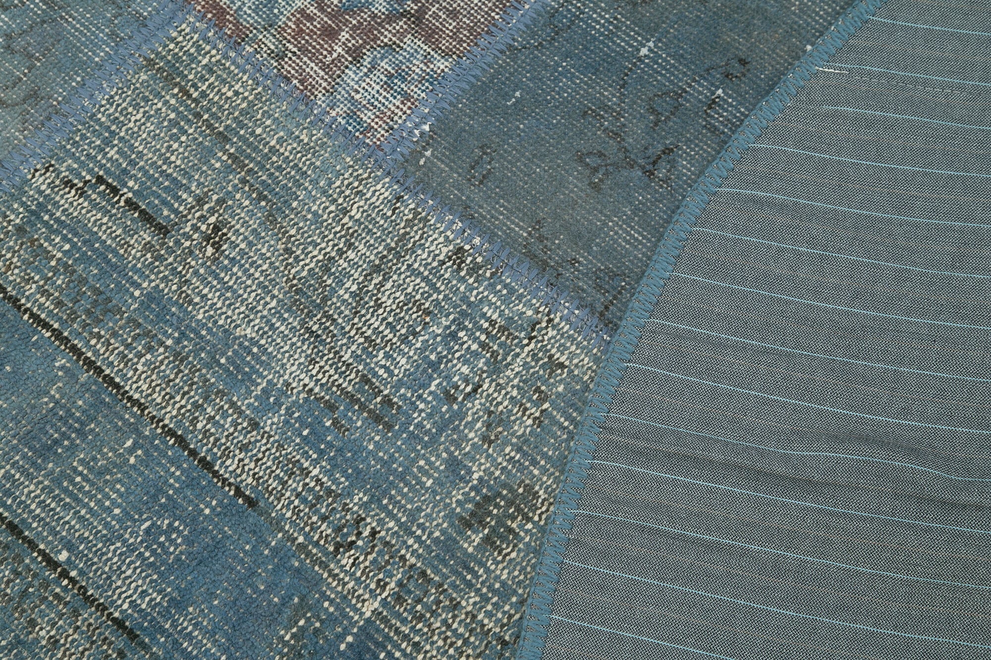 Handmade Patchwork Rug - Kirk Yama Blue Area Rug 5'1'' x 5'1'' Cotton Wool
