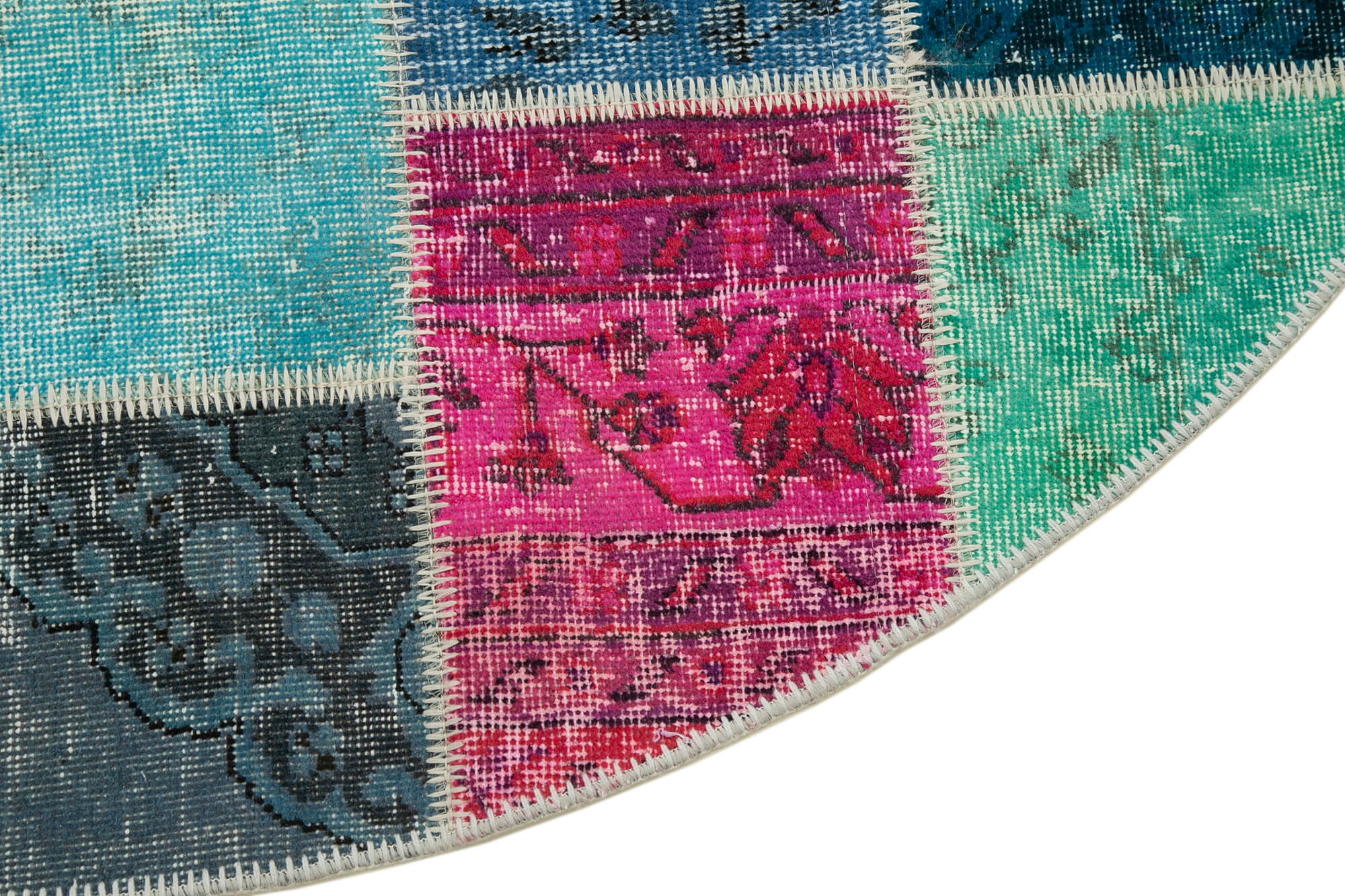 Handmade Wool Area Rug – Kirk Yama Grey Patchwork Carpet 6x6 Cotton Wool Rug